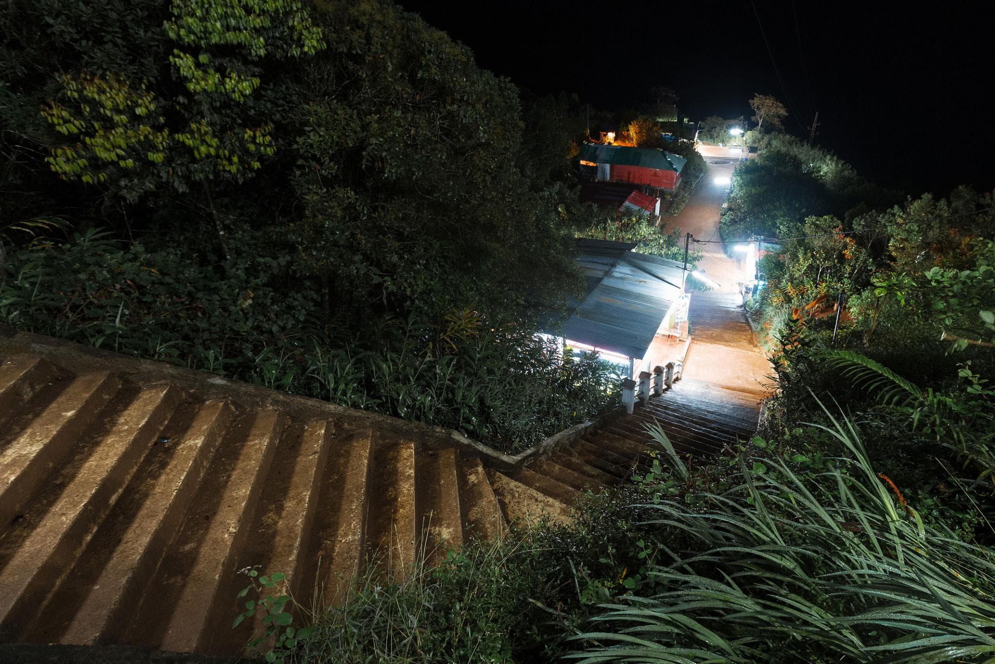 Mountain trail and steps leading toward Adam's Peak