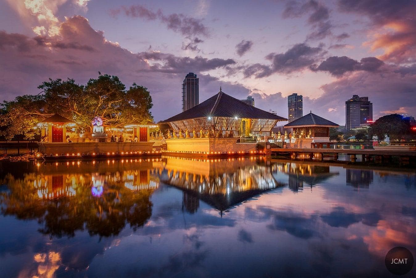 Colombo city waterfront and skyline in the evening