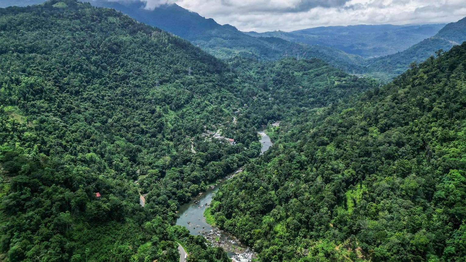 Kitulgala rainforest and river landscape in Sri Lanka