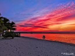 Colourful sunset over Pasikuda Beach