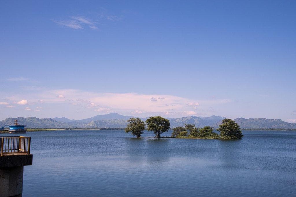 Udawalawe Reservoir and surrounding landscape