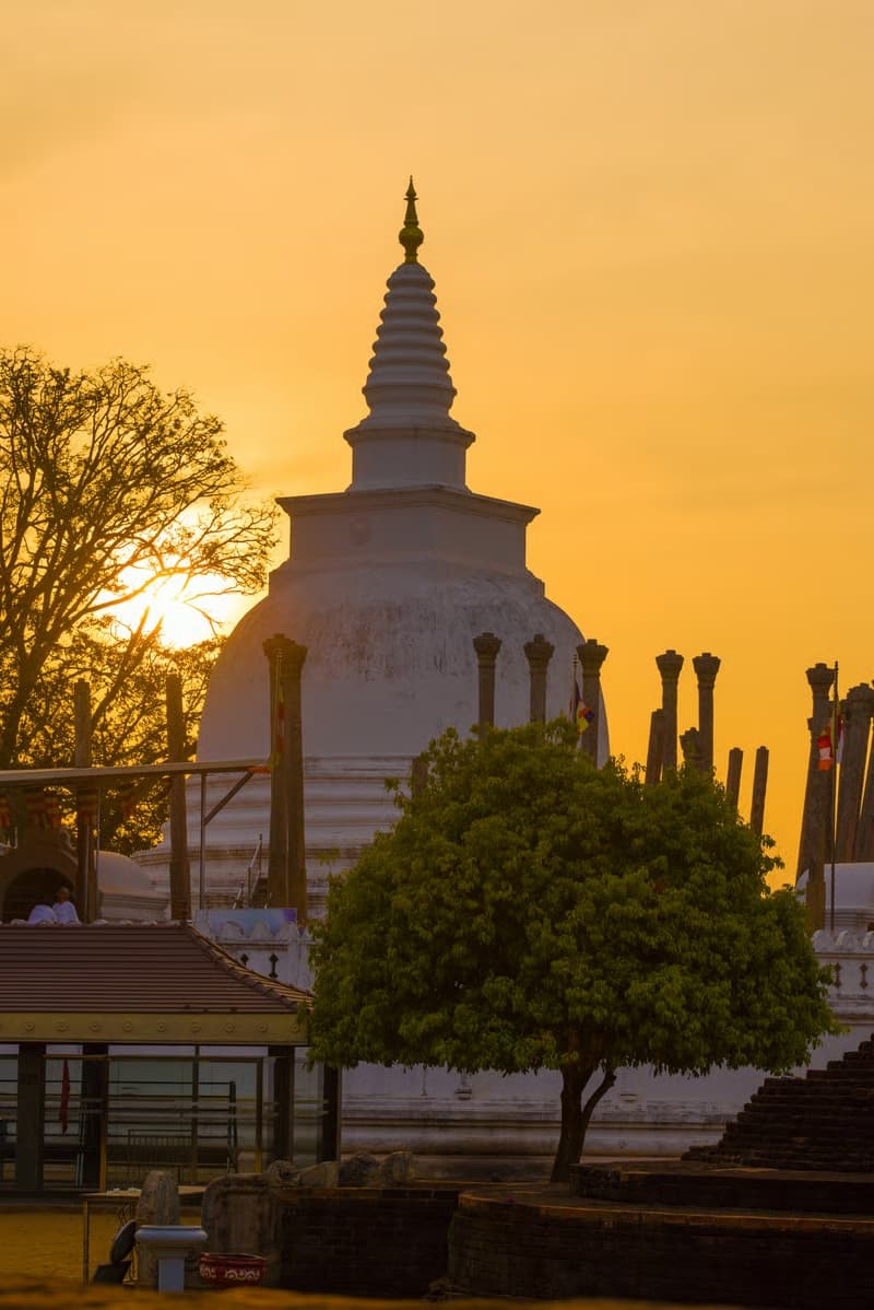 Ancient stupa at sunset in Anuradhapura