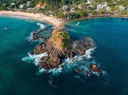 Aerial coastal scenery around Tangalle in southern Sri Lanka